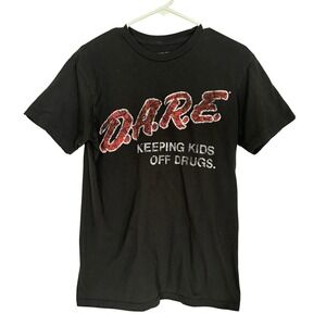 D.A.R.E. Graphic T-Shirt Women Medium Black Vintage Style 90s Retro Tee Casual